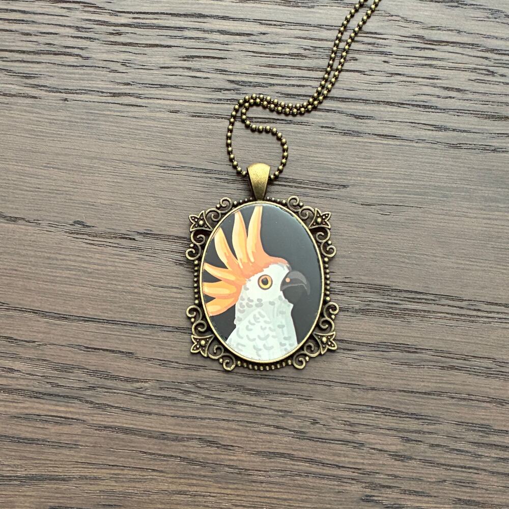 Large Oval Bird Resin Necklace